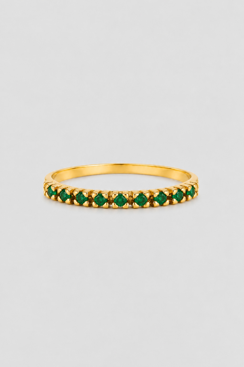 Anel Aparador com Esmeraldas em Ouro 18k