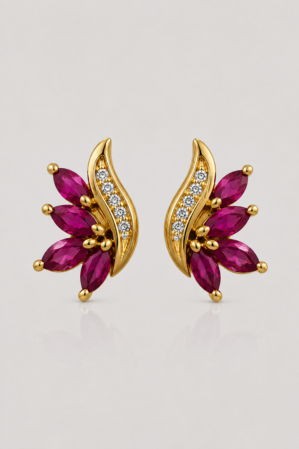 Brinco Meia Flor Rubi